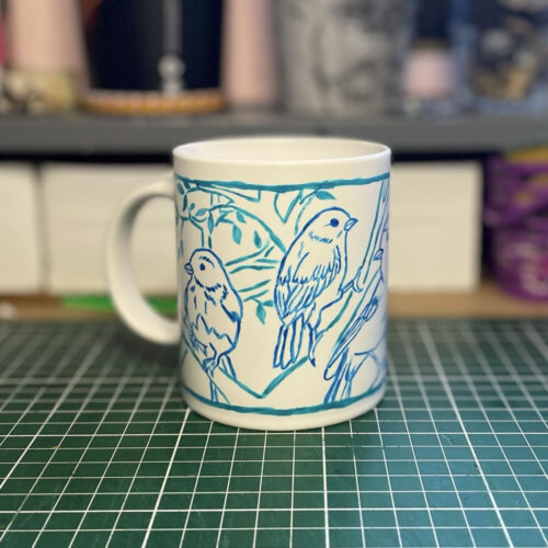 Tazón Pintado a Mano Modelo "Blue Birds"